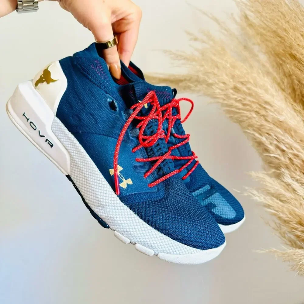 UNDER ARMOUR Navy Blue Red White HOVR Veterans Rock Collab Sneakers Shoes 9.5